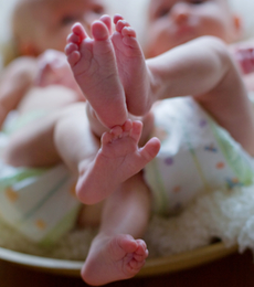 Twin baby feet
