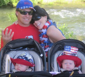 Twin family celebrating the 4th of July